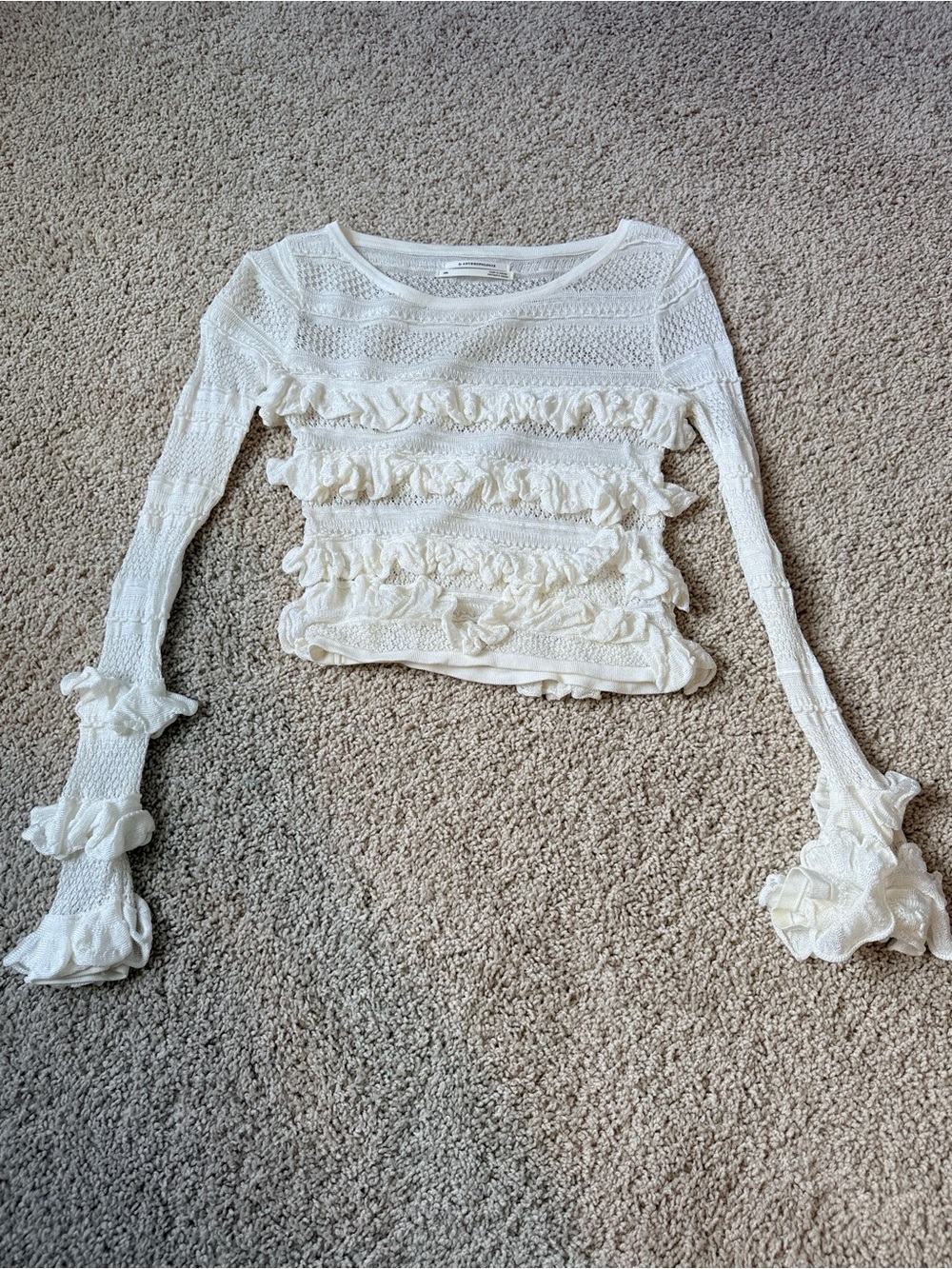 Anthropologie Ruffled Lace Top